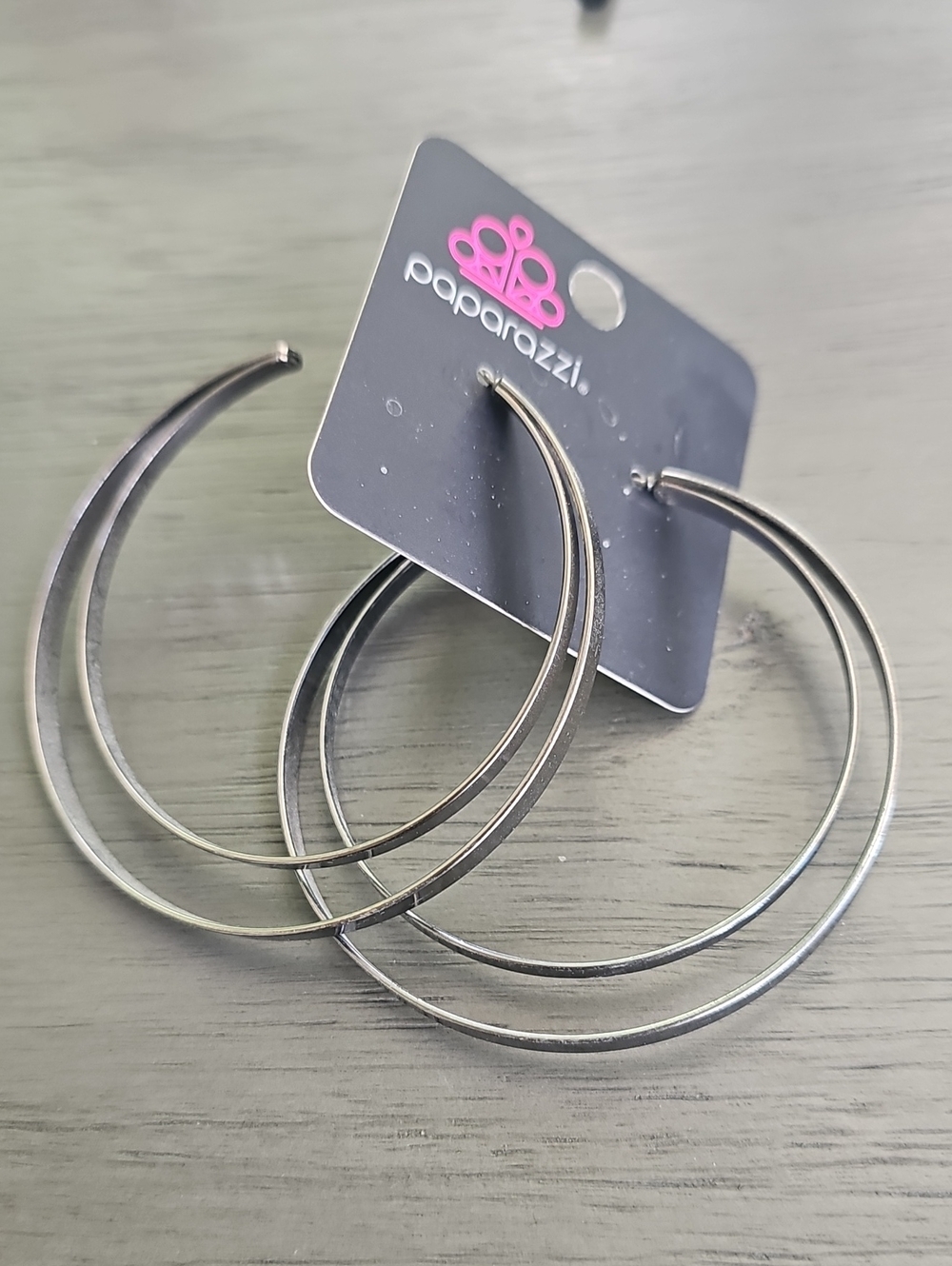 paparazzi Gunmetal Double Hoop Statement Earrings